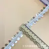 Bordado de renda com miçangas e lantejoulas em malha de fileira dupla etiqueta de código de barras acessórios para decote de roupas DIY 2,5 cm de largura