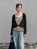 Elegante suéter de punto a rayas color block para mujer, con corte relajado, diseño trenzado y mangas largas, un top chic y único para otoño