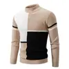 Suéter Jacquard Geométrico Bloque de Color de Cuello Medio Alto para Hombre Otoño e Invierno Bloque de Color Textura Manga Larga Casual Prendas de Punto
