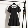 Foto Real de Ropa de Verano Tallas Grandes para Mujeres Ligeramente Gorditas, Diseño de Nicho Estilo Francés, Oculta la Barriga, Vestido de Mezclilla de Calidad para Mujeres