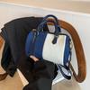 Bolsa Boston para Mujer Exportación Nuevo Color Contraste Costuras de Mezclilla Bolso Almohada Portátil Bolso de Hombro Único de Gama Alta