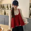 Top Camisola Tricô Vazado Doce Menina Dopamina Feminino Outono 2026 Conjunto de Camisa Manga Longa Gola Redonda Solta