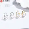 Pendientes de Calabaza con Perla de Plata 925 para Mujer, Elegantes Clavos de Perla de Agua Dulce, Joyería de Circonita de Lujo Ligero de Alta Gama