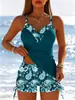 Novo Maiô Cortado Feminino Comércio Exterior Transfronteiriço Europeu e Americano Beach Tankini Impressão Digital Atacado de Moda Praia Amazon