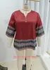 Ropa para Mujer Tallas Grandes 2026 Transfronteriza Amazon Primavera, Verano y Otoño Patrón Retro Botón Frontal Camisa Casual