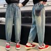 Calça Jeans Feminina 2025 Nova Primavera e Outono Estilo Western Infantil Calça Torre Primavera e Outono Calças Crianças Maiores Outono Tendência