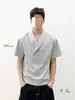 Camiseta Informal de Manga Corta con Cuello de Solapa Botonada y Diseño de Retazos Estilo Retro Americano para Hombre, Tendencia Versátil Diseño Personalizado Moda de Pareja