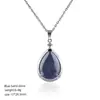 Pingente de Cristal Natural em Forma de Gota d'Água Transfronteiriço com Corrente de Clavícula de Cobre Cravejada de Diamantes, Colar de Cristal de Ametista Natural em Forma de Gota d'Água