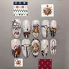 WM-499 Melodias Angélicas de Inverno Unhas Postiças Amêndoa Floco de Neve de Natal Presente Barroco 24 Peças Unhas Usáveis Atacado