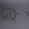 Armação de Óculos para Miopia Linde's Same Ultra Leve de Titânio com Lente Anti Luz Azul Armação Redonda Placa Designer para Olhos 698010