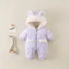 Mameluco para bebé con forro de polar, ropa de invierno, abrigo de algodón engrosado, mameluco cálido y súper lindo, ropa exterior de invierno