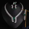 Conjunto de collar y pendientes florales de circón de moda con diamantes, colgante floral largo, exquisito, único y dulce, al por mayor