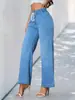 Temu Venta Caliente Verano Nuevo Pantalones de Mezclilla Rectos Elásticos Talla Estándar Europea y Americana Pantalones Anchos para Mujer Transfronterizos en Stock Venta al por Mayor