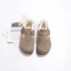 298-1 Sapatos de Veludo de Inverno com Fivela Retrô Couro Nobuck Bico Redondo Quentes para Mulheres