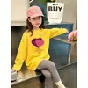 Camiseta de Manga Larga de Algodón Puro de Corte Holgado para Niñas, Nuevo Estilo Versátil Casual de Cuello Redondo, Moda para Niños Mayores, Primavera y Otoño 2026
