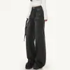 Jeans Cielo Estrellado 2026 para Mujer, Estilo High Street, Corte Holgado de Pierna Ancha, Adornos Pesados de Pedrería, Cordón, Adelgazante, Pantalones de Longitud Completa
