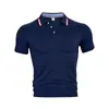 Camisas Polo Masculinas de Manga Curta Transfronteiriças Europeias e Americanas, Esportivas e Casuais de Venda Quente de Verão da Amazon, Polo de Cor Sólida de Secagem Rápida