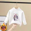 Blusa Base de Pelúcia Dupla Face Infantil para Outono/Inverno 2026 Novo Estilo Blusa Quente Elegante de Manga Longa Meia-Gola para Meninas
