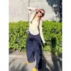 Camisa de Verano para Mujer, de Punto, Manga Larga, Cuello Redondo, Ligeramente Transparente, Atmosférica y Elegante, Protección Solar, para Aire Acondicionado, Top Adelgazante y de Temperamento Fresco