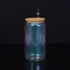 Lata de refrigerante 16oz transfronteiriça ventosa camaleão sete cores criativa alto valor tampa de bambu vidro transparente atacado