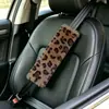 Cubierta de Hombrera con Estampado de Leopardo Lindo Dibujo Animado de Coche Felpa para Cinturón de Seguridad Cubierta Protectora Anti-Rozaduras Decoración Interior de Coche para Mujeres
