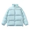 Jaqueta de algodão estilo casal cor sólida transfronteiriça outono e inverno estilo quente versão pública jaqueta acolchoada de algodão com gola alta estilo casaco masculino engrossado