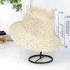 Sombrero de Paja Tejido a Mano de Rafia Estilo Europeo y Americano para Mujer, Sombrero de Sol de Ala Ancha para Viajes de Verano en la Costa, Sombrero de Playa
