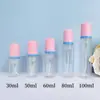 Botella de espuma transparente para mascotas con 30 dientes, 30 ml y 100 ml, limpiador facial, champú y espuma, lista para la venta.