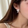 Pendientes de circonita con textura de viento frío y flores, nicho femenino, personalidad única, temperamento de moda, pendientes que combinan con todo.