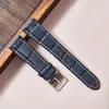 Pulseira de Couro Genuíno Impermeável com Padrão de Bambu de Alta Qualidade para Relógio Masculino, Adequada para 13mm, 15mm, 16mm, 18mm