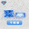 Gema Hua Gang Rectangular Corte de Ángulo Recto Alta Temperatura Azul Océano Circonita Piedra Suelta Artificial Fondo Puntiagudo Piedra Brillante Montaje de Cera para Gemas
