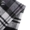 Tejido de Lana Lisa de una Cara a Cuadros Negros y Grises 50% Lana, Tela Nueva para Bufanda a Cuadros de Otoño e Invierno, Suministro Directo del Fabricante