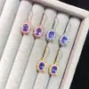 Aretes de Tanzanita Natural con Atractivo Color Morado, Llenos de Fuego Brillante, Incrustación Fina de Plata 925, Piedra Principal 5*7mm Fabricante