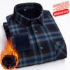 Algodón Puro Forro Polar Camisa Cálida Otoño/Invierno Nueva para Hombre Cuadros Camiseta Térmica Base Chaqueta de Negocios para Mediana Edad y Mayores