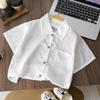 Camisa de Manga Corta Casual para Niños y Niñas de Verano, Chaqueta Exterior Reversible, Moda Elegante, Suave, Versátil, Amigable con la Piel, Camisa Calada
