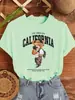 Camiseta de Mujer Estampado de Oso Calle California Moda Casual Moda Algodón Ropa Suelta Cuello Redondo Manga Corta