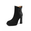 Botas de Moda para Mujer de Piel Suave Estilo Nuevo Invierno 2026, Botines Cómodos de Punta Redonda con Tacón Alto, Botas Individuales Impermeables de Plataforma con Suela Gruesa y Tacón Grueso