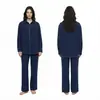 Novo conjunto de pijama de cor sólida com mangas compridas e calças compridas para mulheres, estilo francês amassado casual, solto e confortável, pode ser usado fora de casa, pijama TZ4132