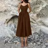 Vestuário feminino europeu e americano transfronteiriço 2026: vestido longo elegante, vestido sexy estilo resort com costas nuas e alças