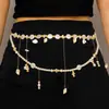 Corrente de Cintura com Franja de Concha CrossPearl Estilo Boêmio Pingente de Concha Decoração de Cintura Multicamadas Combinação para Roupas Femininas