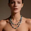 Cadena de suéter larga en capas con cuentas irregulares de cristal de concha estilo europeo y americano, estilo navideño, collar retro personalizado de alta gama