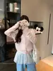 Cárdigan de punto suave con encaje, de un solo botón y manga larga para mujer, nuevo top casual en blanco