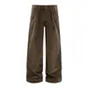 1093 Estilo de rua americano unissex de alta qualidade retrô veludo cotelê design plissado calça casual larga masculina de perna larga