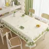 Toalha de Mesa PVC Impermeável e à Prova de Óleo, Textura de Folha Verde Simples Estilo Floresta, Tecido Retangular Resistente ao Calor para Decoração de Mesa de Jantar Doméstica