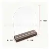 [Personalizado] Letrero de Mesa Curvo Transparente Acrílico Modelo Bsd216 con Base de Madera Maciza, Soporte de Menú de Hotel de Lujo Ligero