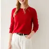 Prenda de primera línea para Otoño e Invierno suéter de cachemir 100% puro sin costuras para mujer suéter de cuello redondo suéter de punto fino camisa base para mujer