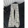 Nuevos pantalones casuales de pana a cuadros para hombre 2026, estilo retro americano de otoño, cintura elástica, versátiles, corte holgado, pierna recta, largos