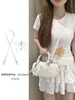 Alça Ajustável Sem Furo para Bolsas Transversais, Alça de Ombro Larga, Pingente de Laço Estilo Ins Feminino, Acessório de Modificação em Couro Genuíno