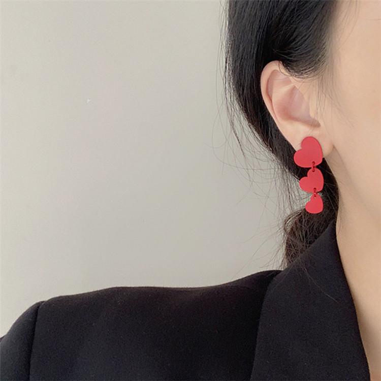 红色爱心组合耳钉