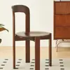 Silla de Comedor Nórdica de Madera Maciza Diseñador Pequeño Apartamento Uso Doméstico Silla Rey Celebridad de Internet Vintage Respaldo Simple Silla de Escritorio